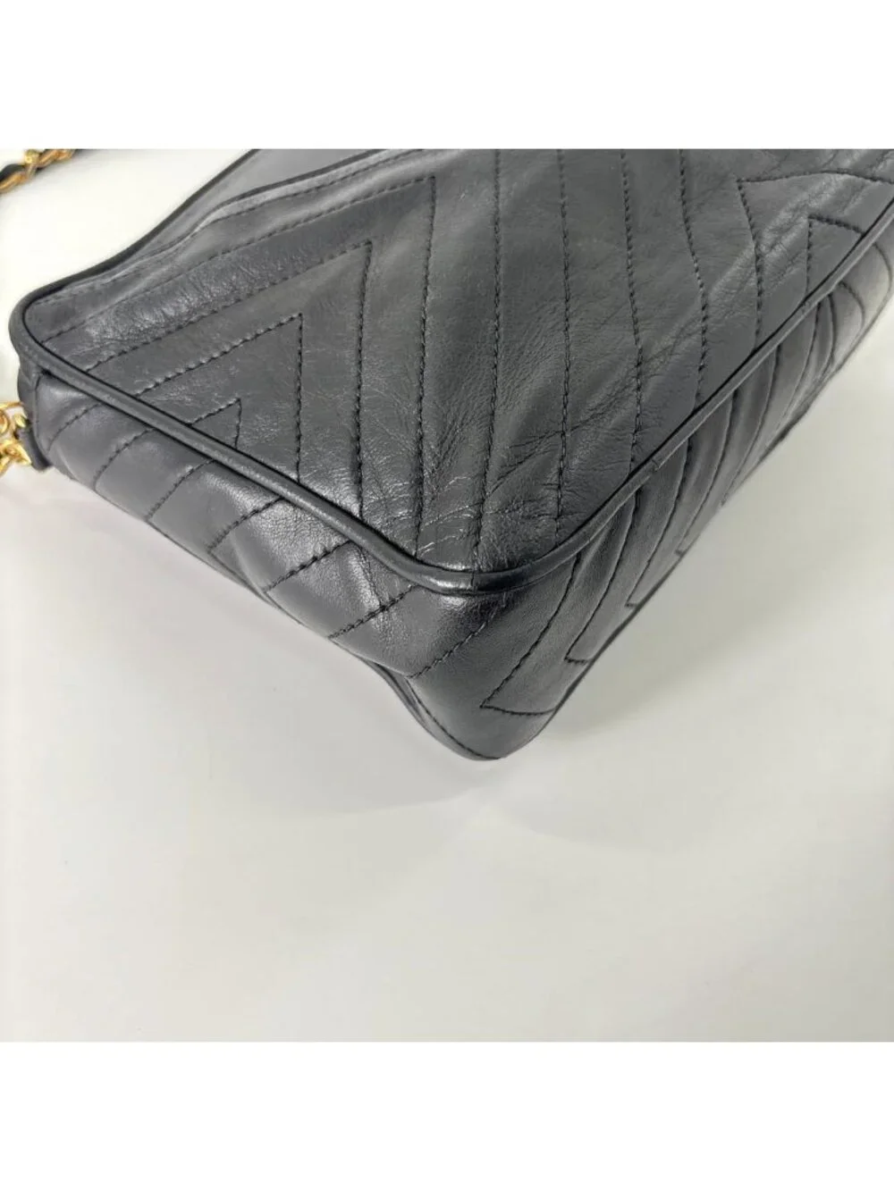 Chanel Stitch Lambskin Shoulder Bag Black